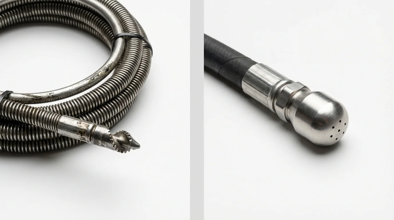 Drain snake cable and hydro jetting nozzle used for drain cleaning in Enumclaw, WA