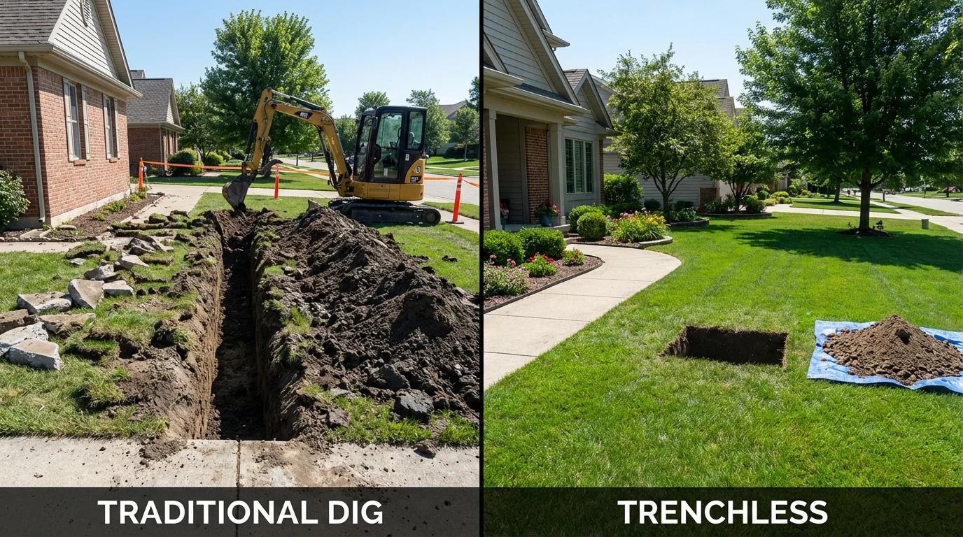 Trenchless sewer repair with minimal yard damage versus traditional excavation in Enumclaw, WA